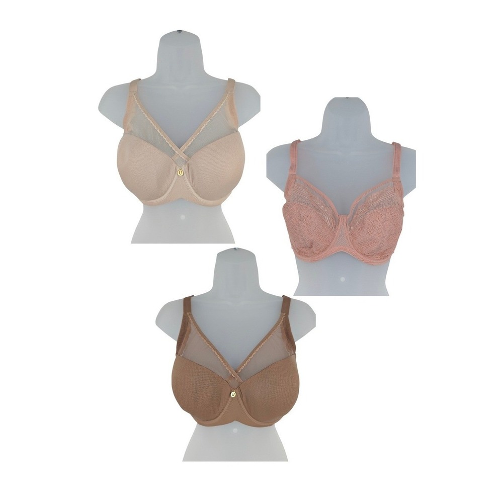 3 Understance Flexwire Ivy Smooth & Salma Bras 32G Beige Rose Latte NWT